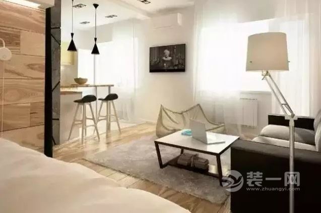 40平米小公寓装修案例效果图 吧台可做餐厅使用
